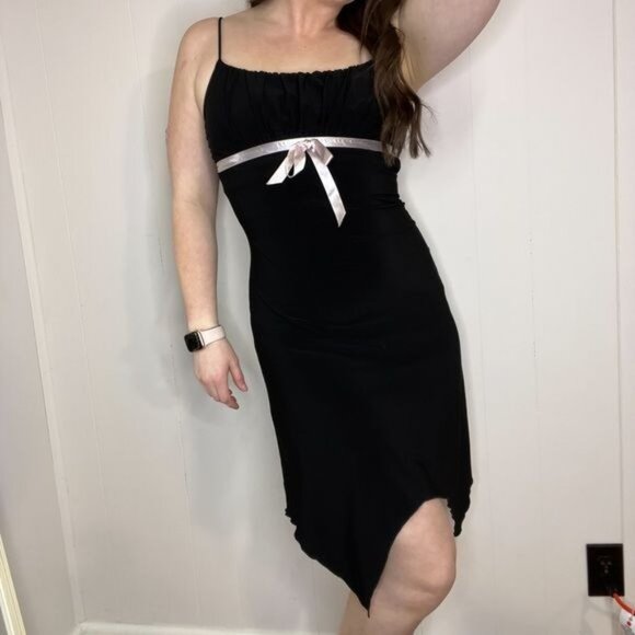 Vintage Y2K Black and White Fairy Asymmetrical Hem Party Dress - Picture 8 of 15